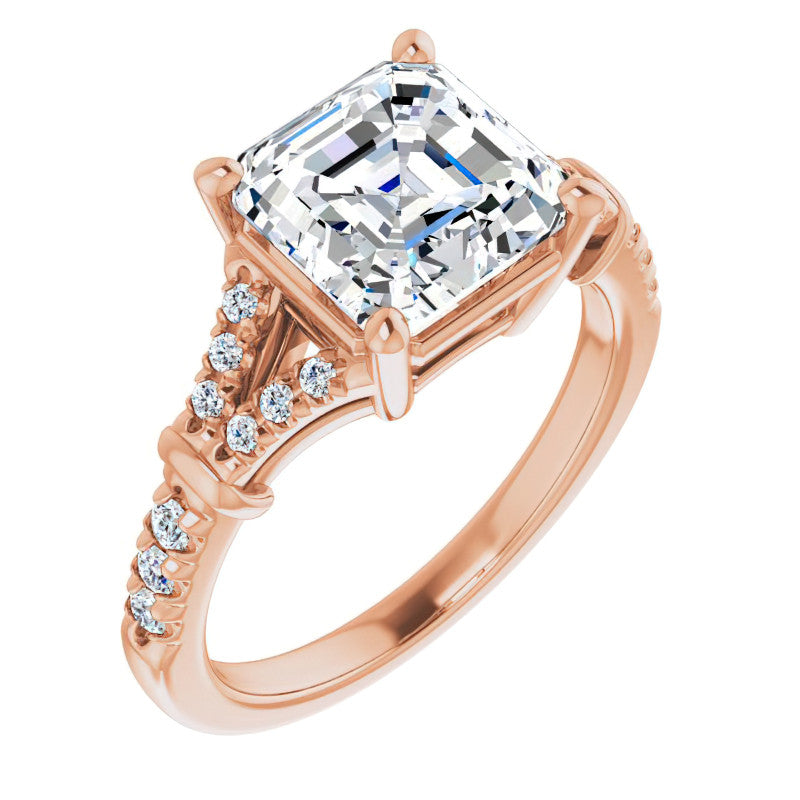 Split Shank Asscher Moissanite Engagement Ring