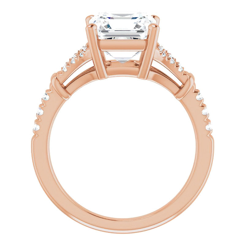 Split Shank Asscher Moissanite Engagement Ring
