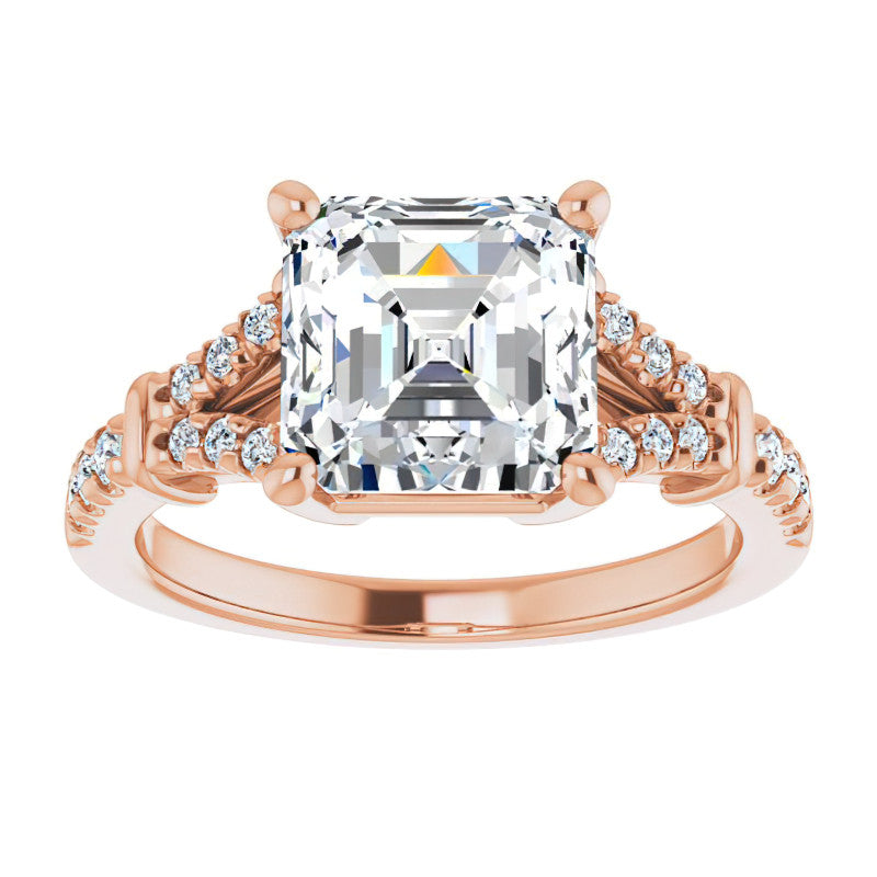 Split Shank Asscher Moissanite Engagement Ring
