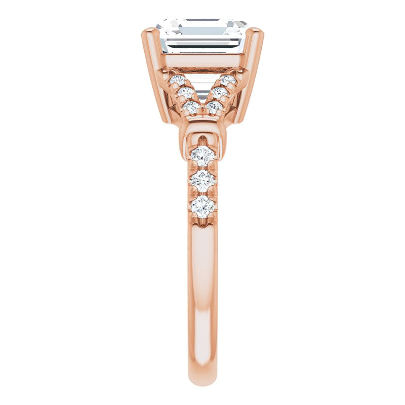 Split Shank Asscher Moissanite Engagement Ring