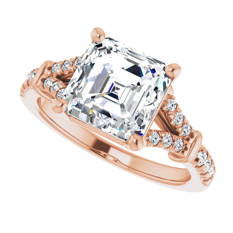 Split Shank Asscher Moissanite Engagement Ring