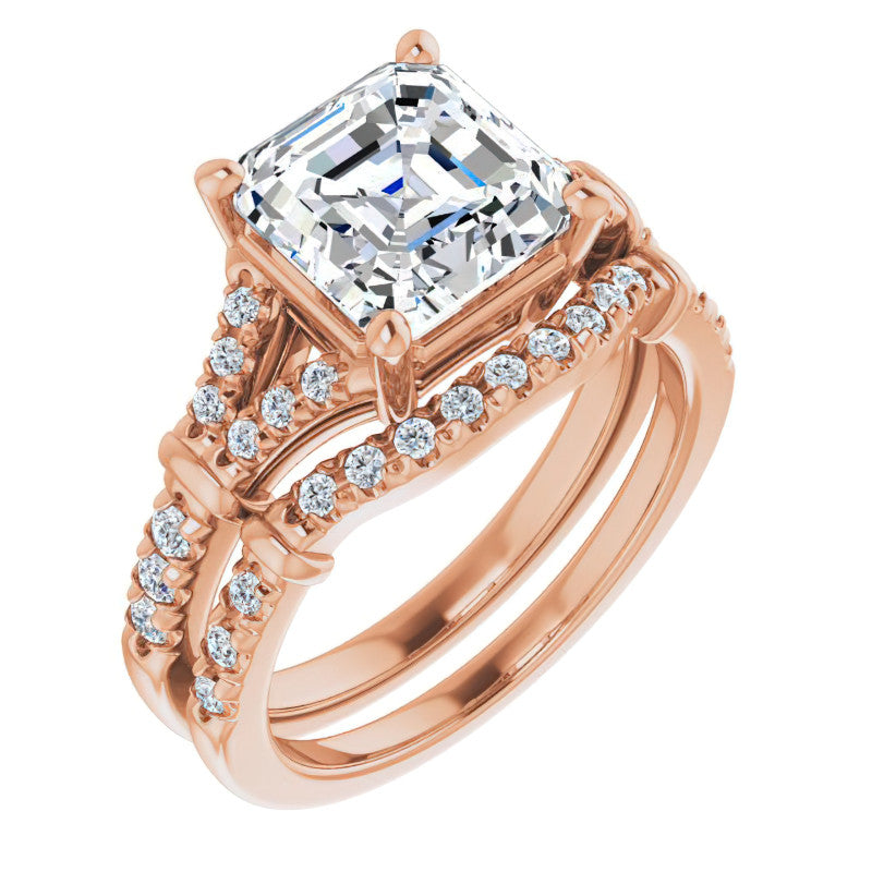 Split Shank Asscher Moissanite Engagement Ring