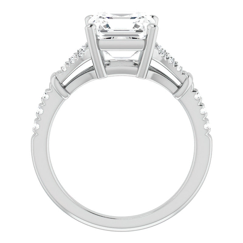 Split Shank Asscher Moissanite Engagement Ring
