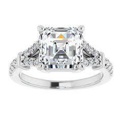 Split Shank Asscher Moissanite Engagement Ring