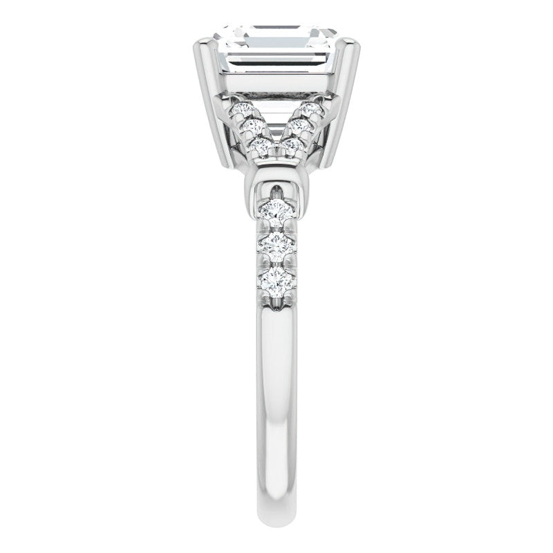 Split Shank Asscher Moissanite Engagement Ring