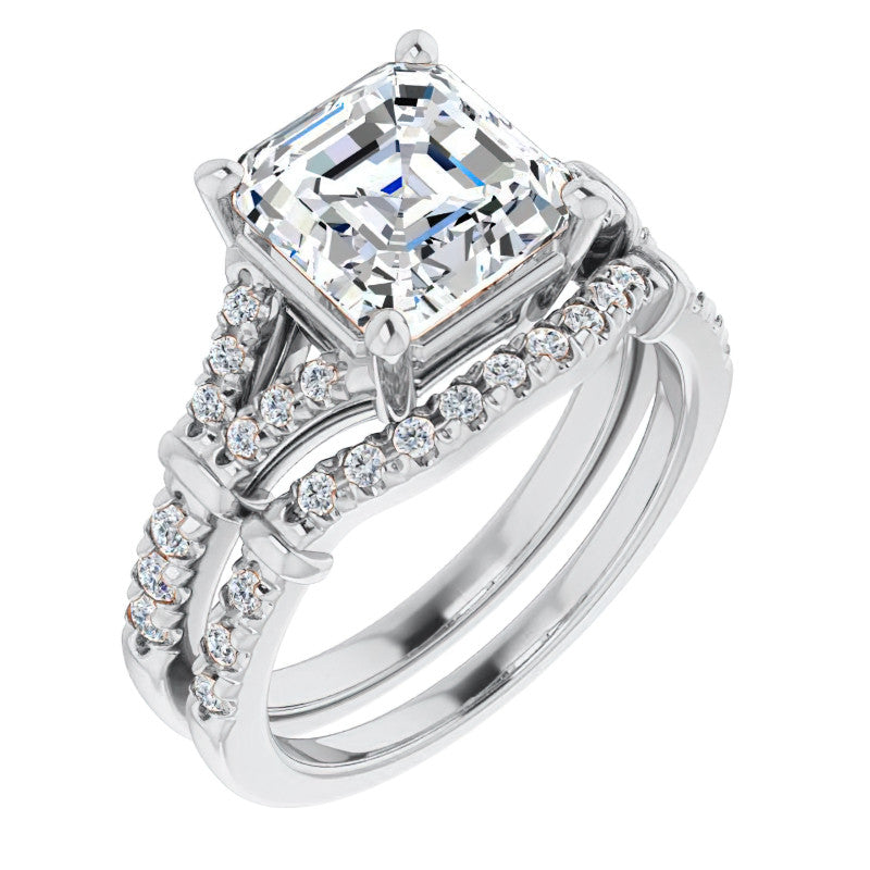 Split Shank Asscher Moissanite Engagement Ring