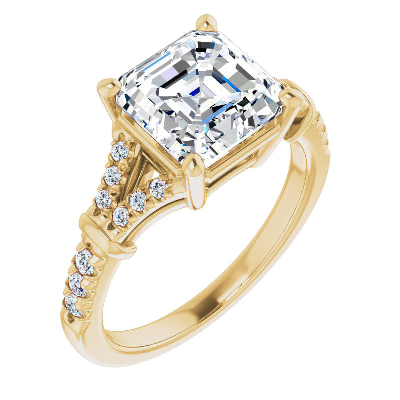Split Shank Asscher Moissanite Engagement Ring