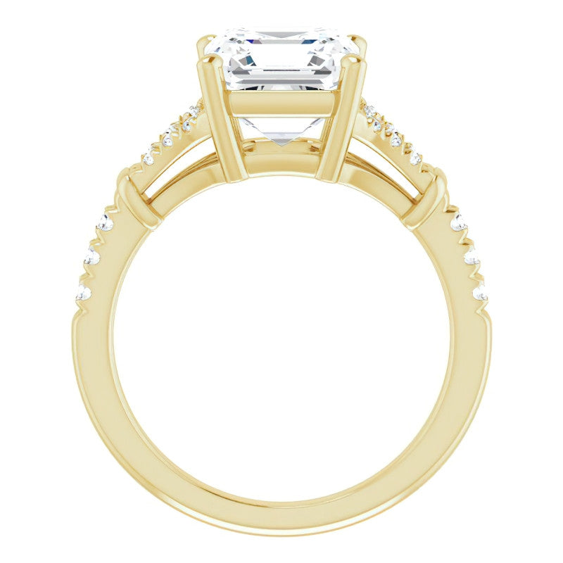 Split Shank Asscher Moissanite Engagement Ring
