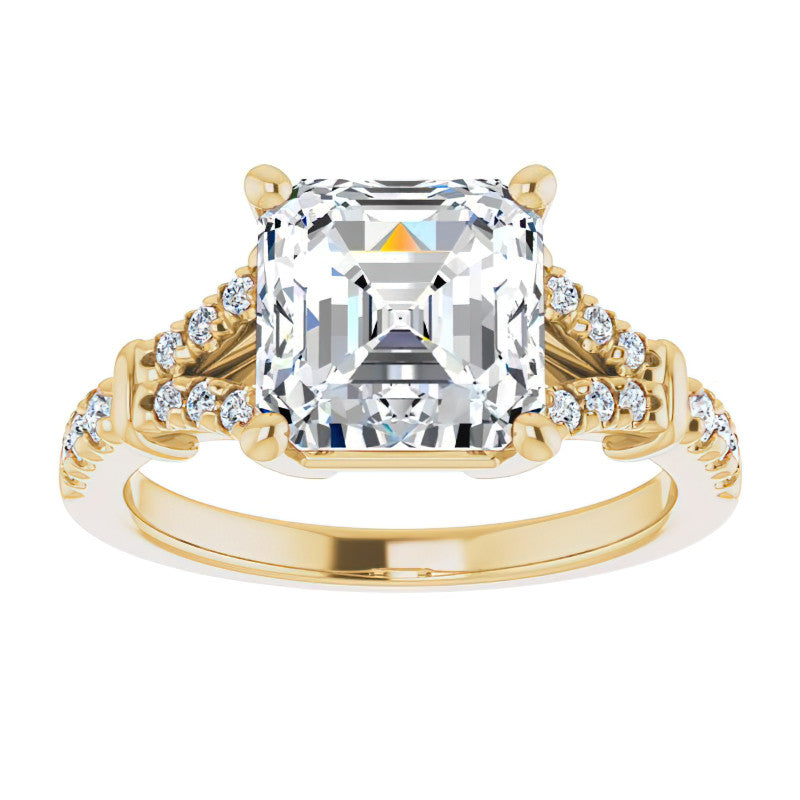 Split Shank Asscher Moissanite Engagement Ring