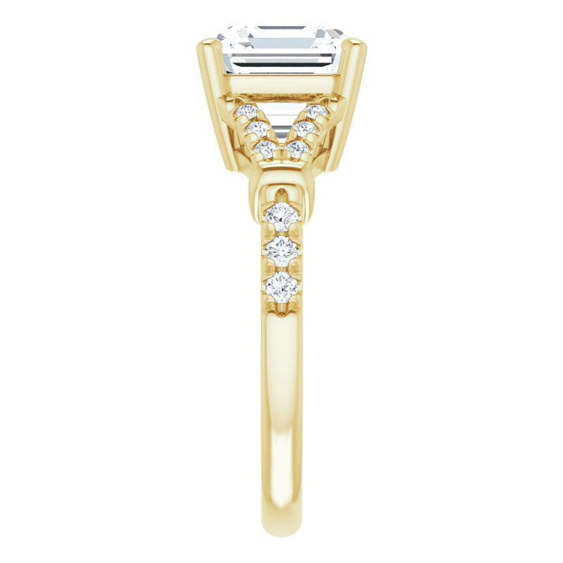 Split Shank Asscher Moissanite Engagement Ring