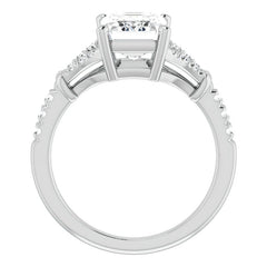 Split Shank Emerald / Radiant Moissanite Engagement Ring