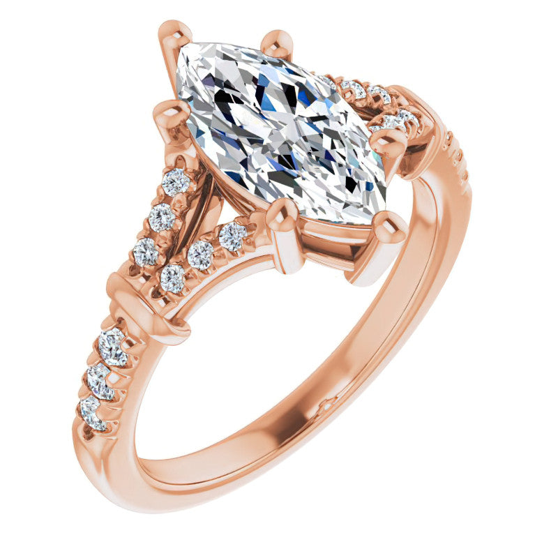 Split Shank Marquise Moissanite Engagement Ring
