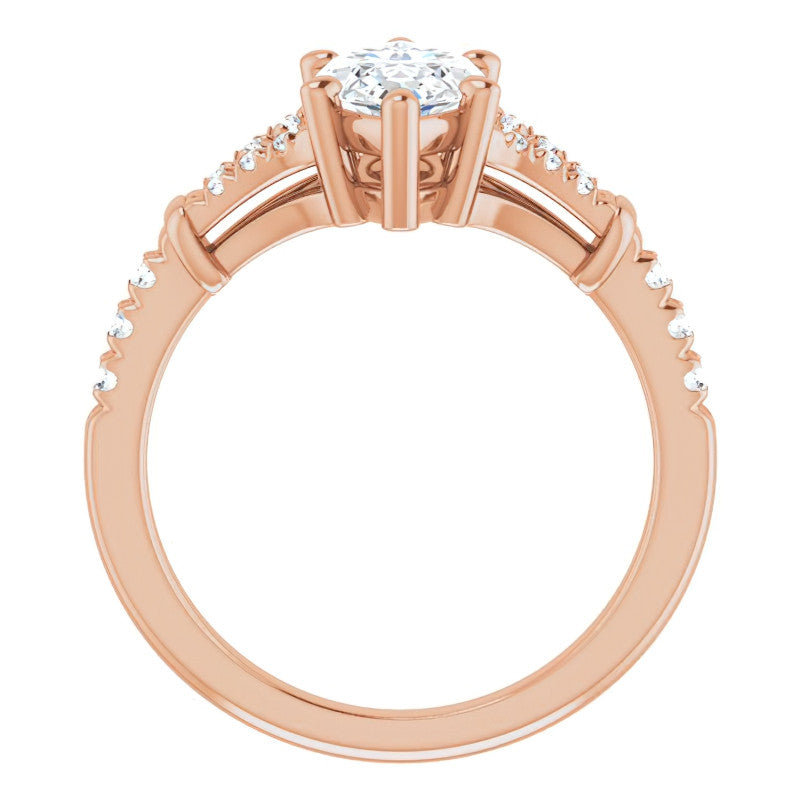 Split Shank Marquise Moissanite Engagement Ring