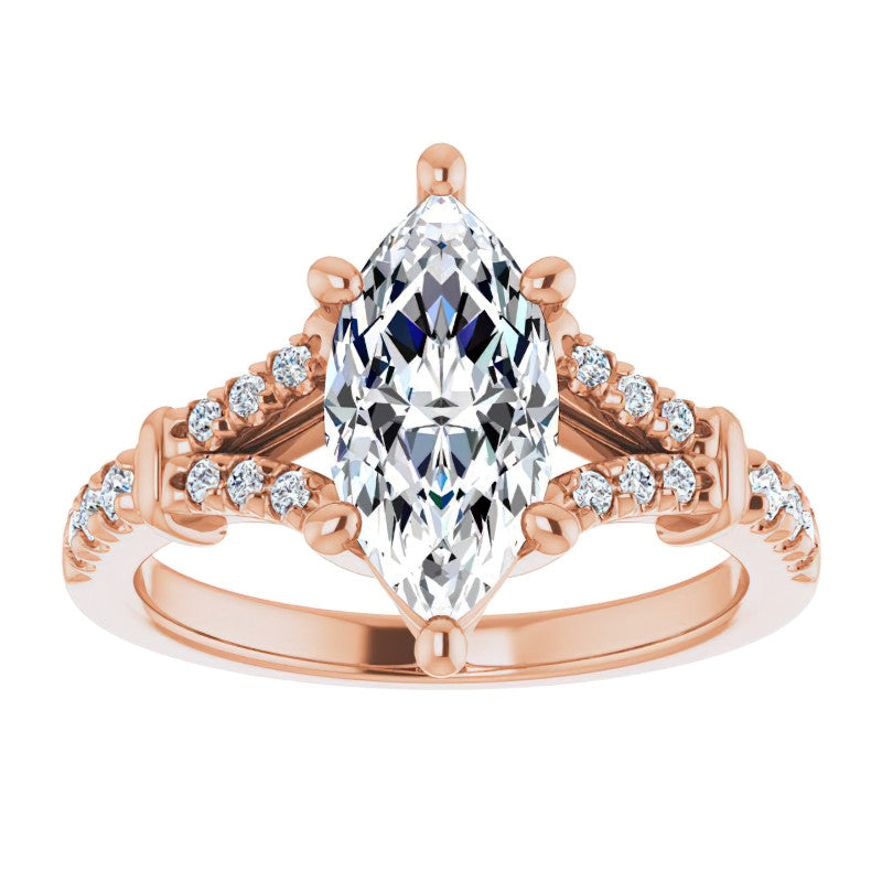 Split Shank Marquise Moissanite Engagement Ring