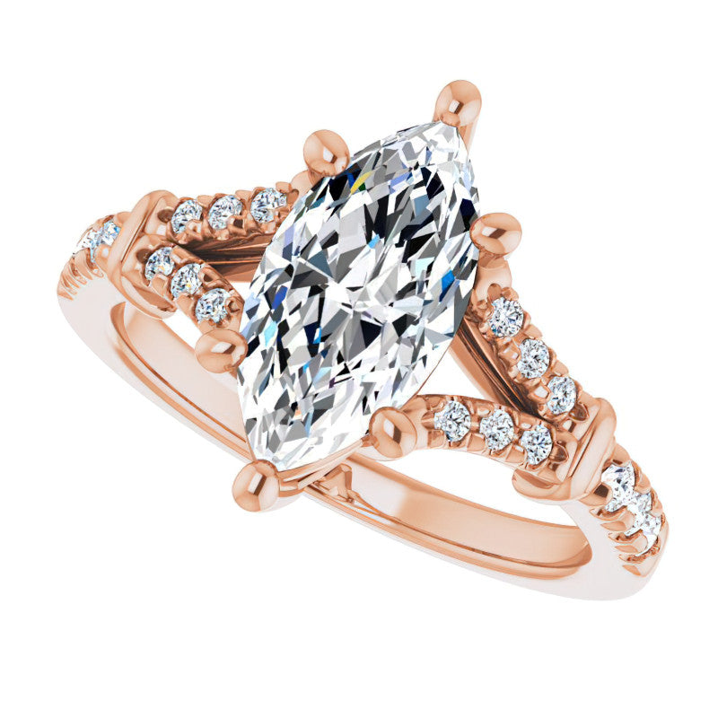 Split Shank Marquise Moissanite Engagement Ring