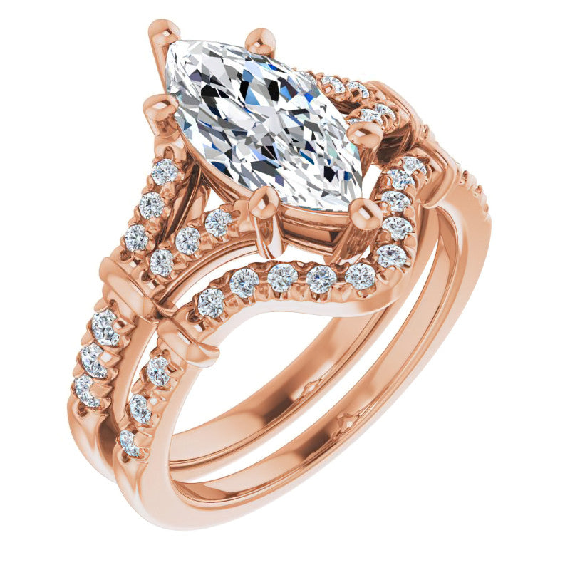 Split Shank Marquise Moissanite Engagement Ring