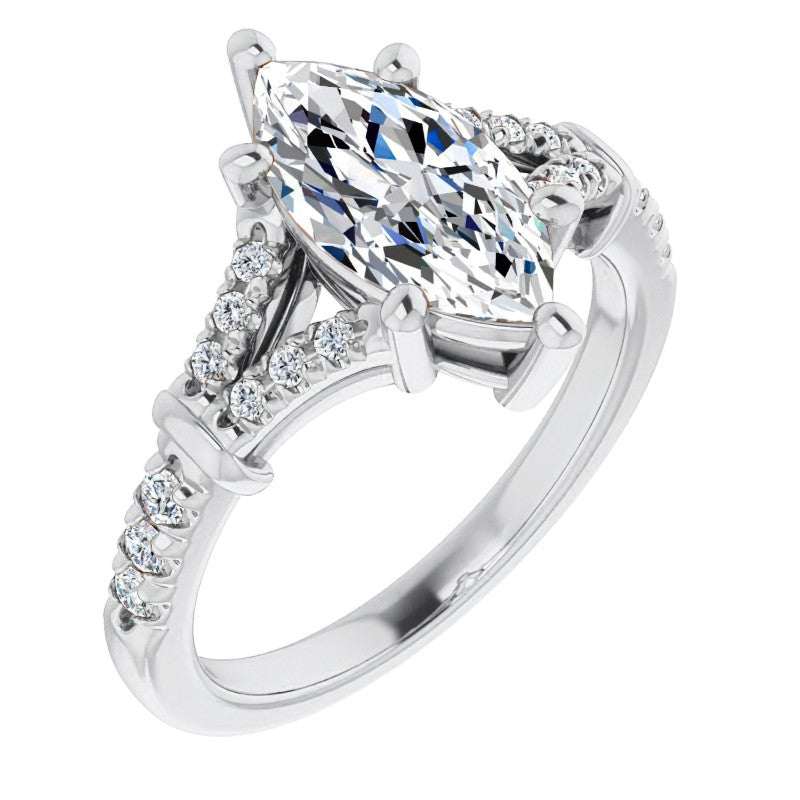 Split Shank Marquise Moissanite Engagement Ring