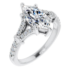 Split Shank Marquise Moissanite Engagement Ring