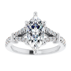 Split Shank Marquise Moissanite Engagement Ring