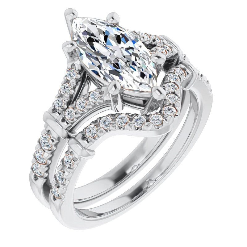 Split Shank Marquise Moissanite Engagement Ring