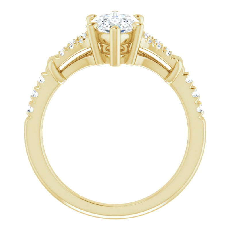 Split Shank Marquise Moissanite Engagement Ring