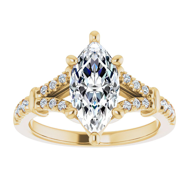 Split Shank Marquise Moissanite Engagement Ring