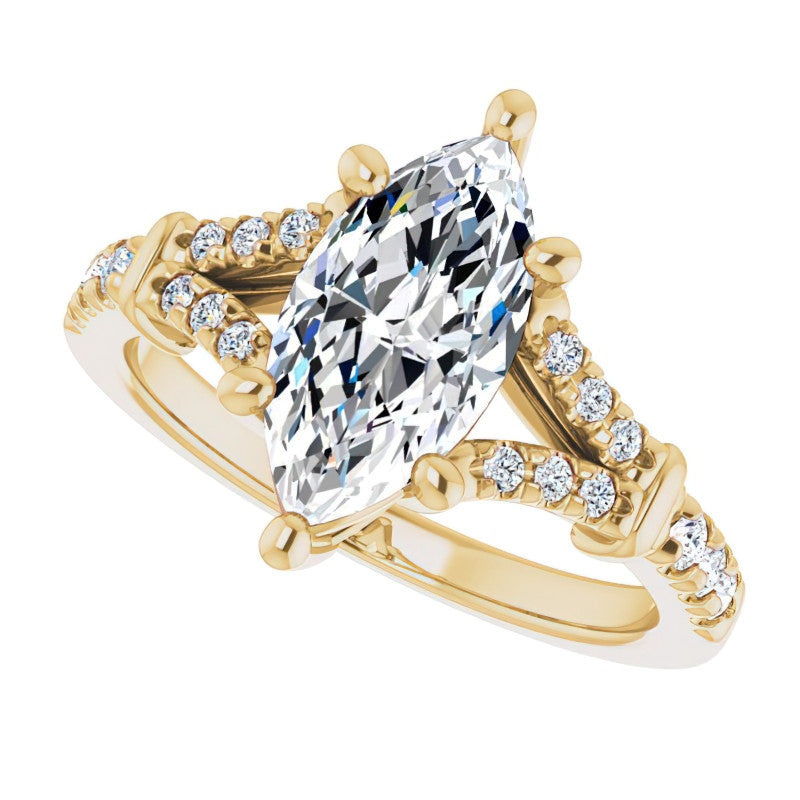 Split Shank Marquise Moissanite Engagement Ring
