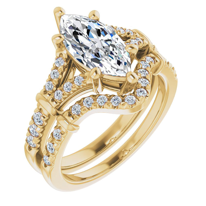 Split Shank Marquise Moissanite Engagement Ring