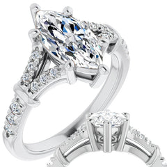 Split Shank Marquise Moissanite Engagement Ring