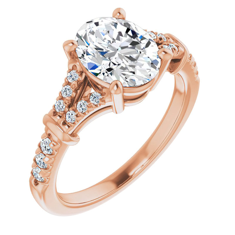 Split Shank Oval Moissanite Engagement Ring