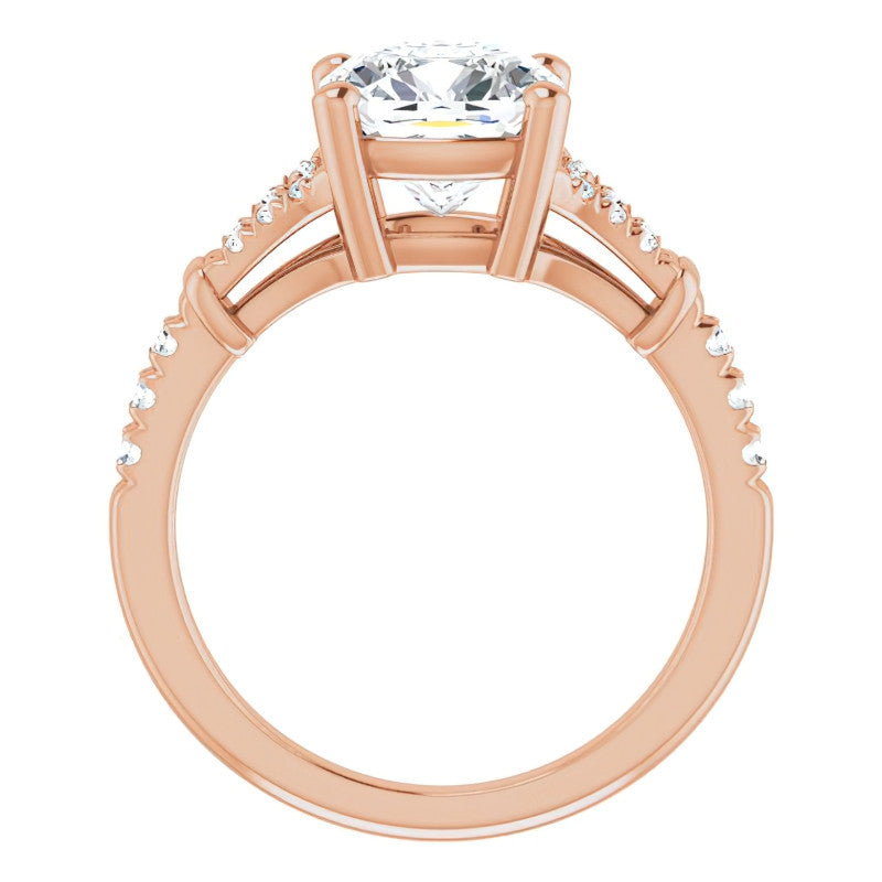 Split Shank Cushion Moissanite Engagement Ring
