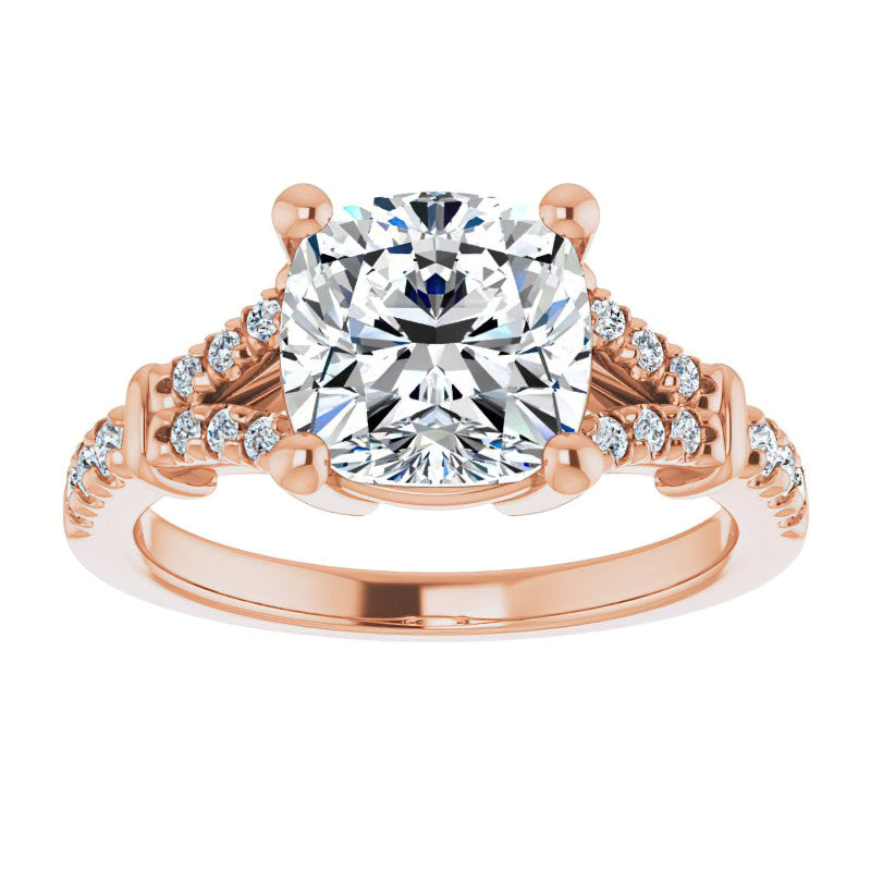 Split Shank Cushion Moissanite Engagement Ring