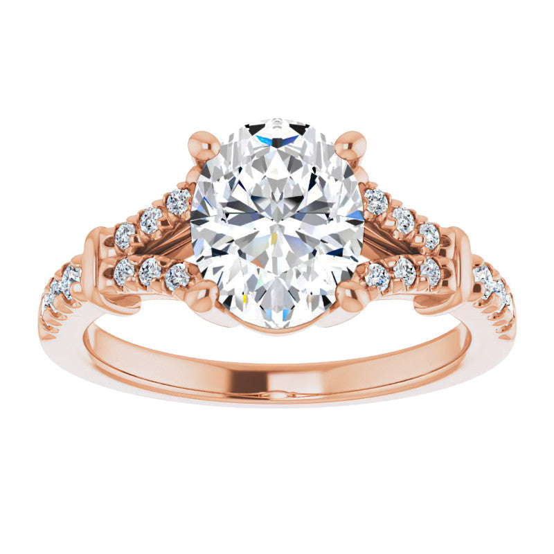 Split Shank Oval Moissanite Engagement Ring
