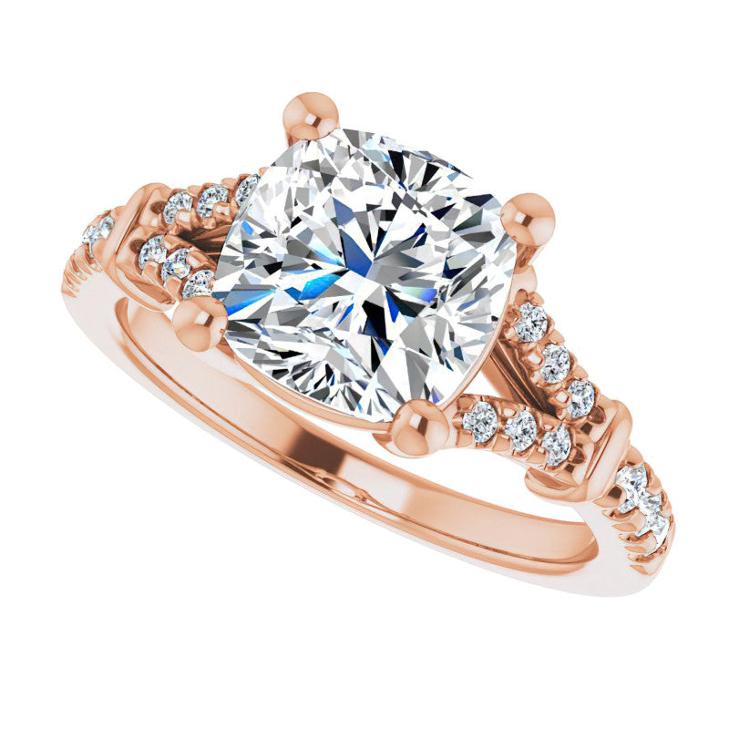 Split Shank Cushion Moissanite Engagement Ring