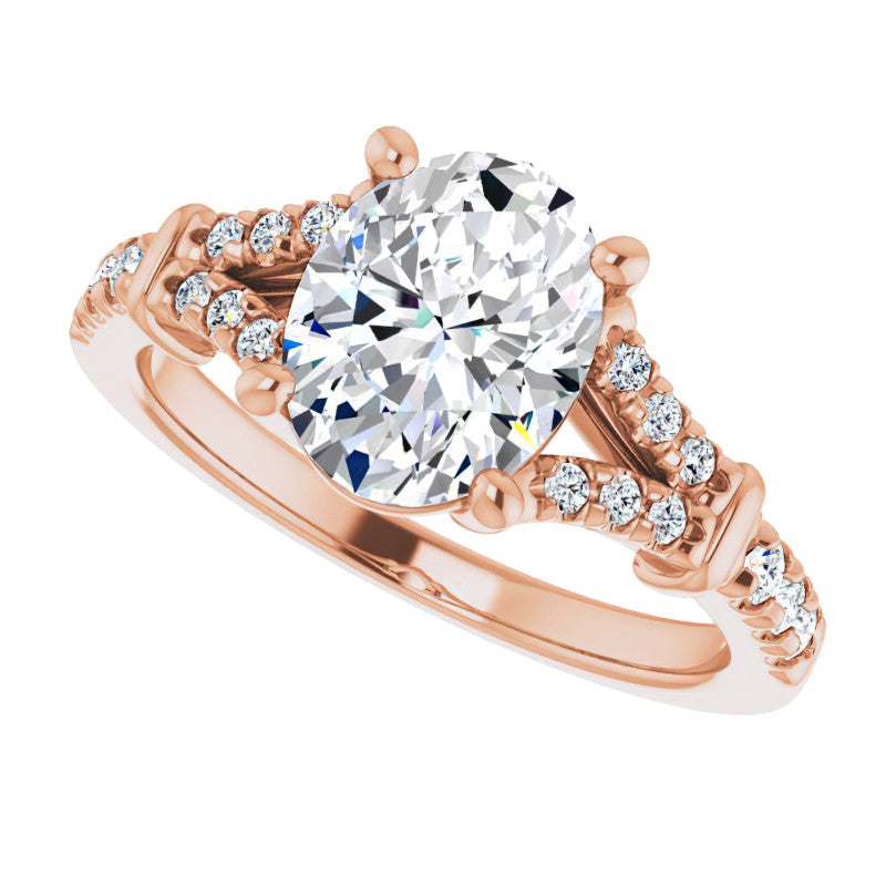 Split Shank Oval Moissanite Engagement Ring