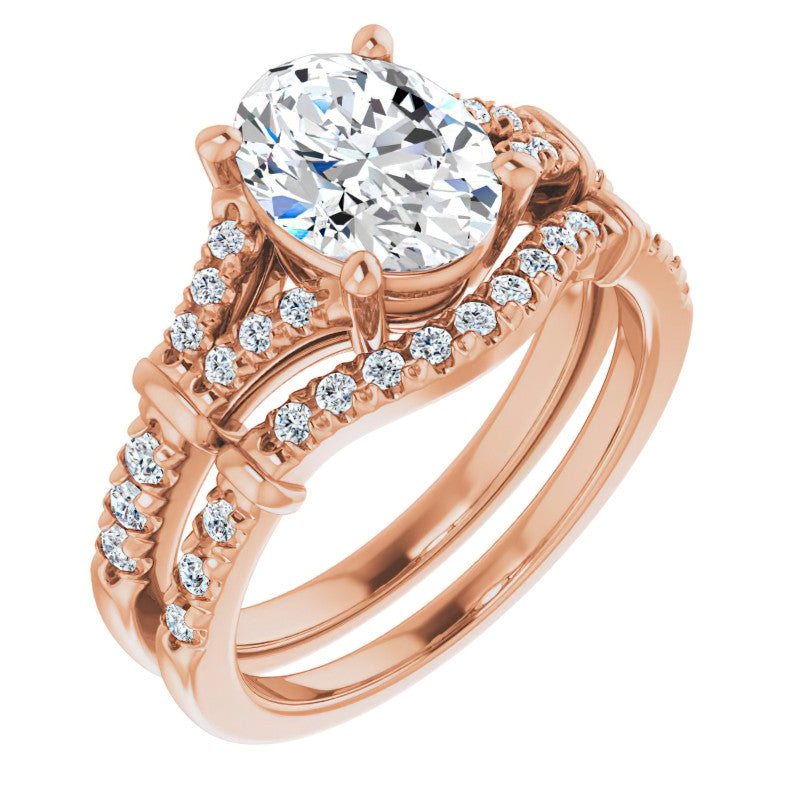 Split Shank Oval Moissanite Engagement Ring