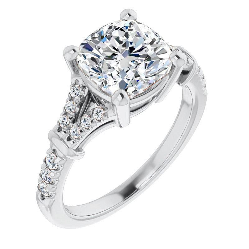 Split Shank Cushion Moissanite Engagement Ring
