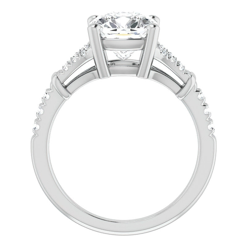 Split Shank Cushion Moissanite Engagement Ring