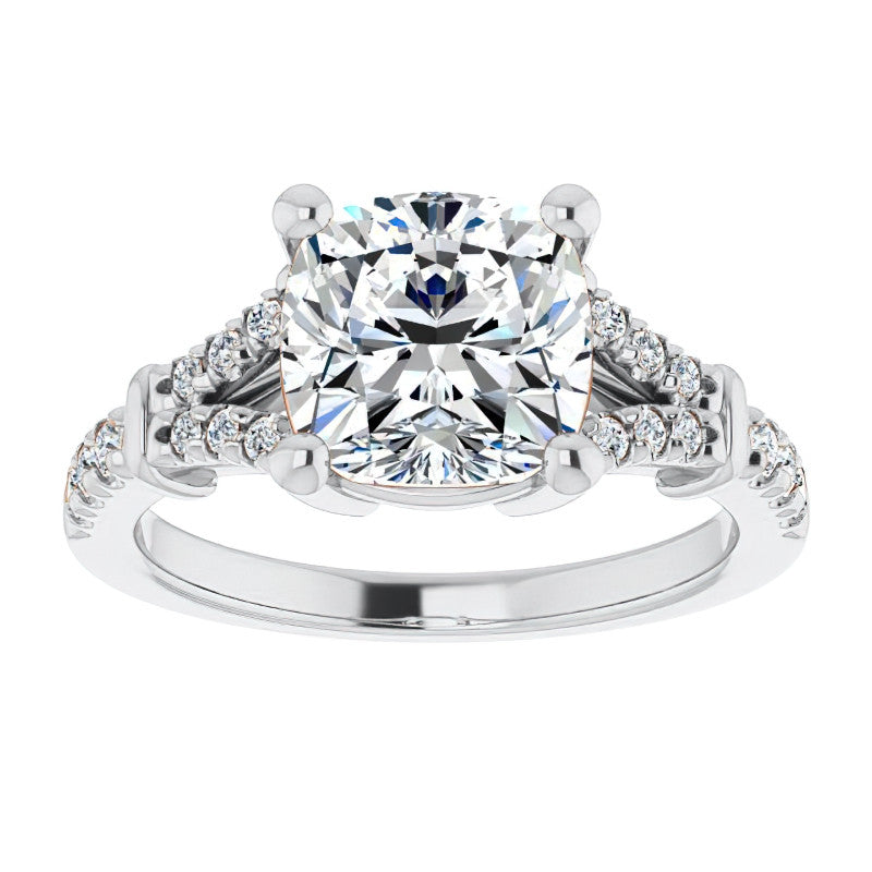 Split Shank Cushion Moissanite Engagement Ring
