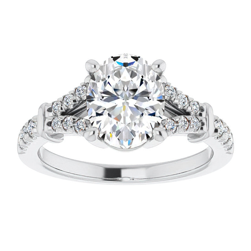Split Shank Oval Moissanite Engagement Ring