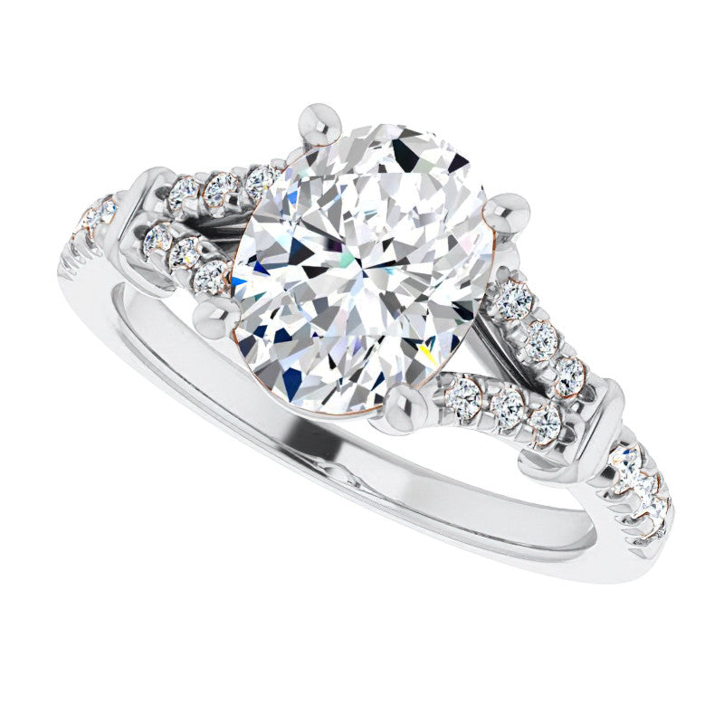 Split Shank Oval Moissanite Engagement Ring