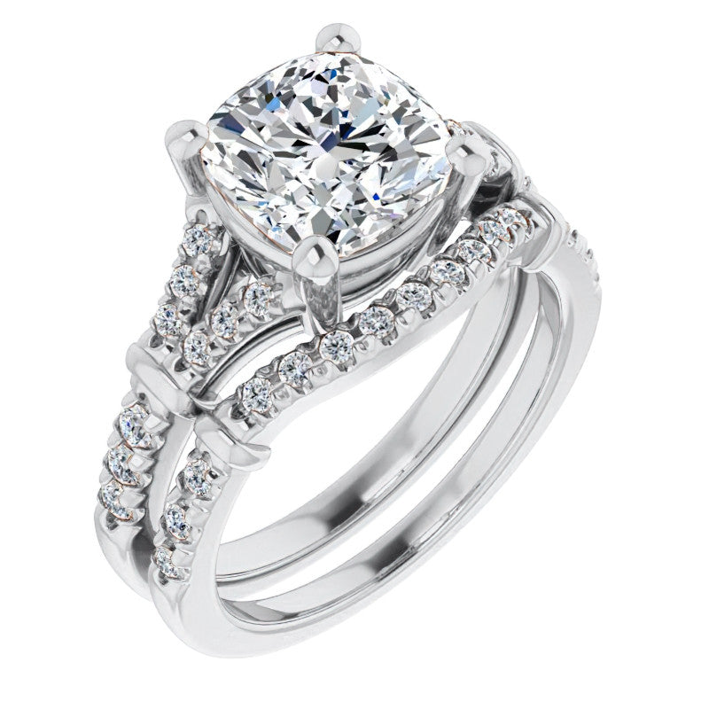 Split Shank Cushion Moissanite Engagement Ring