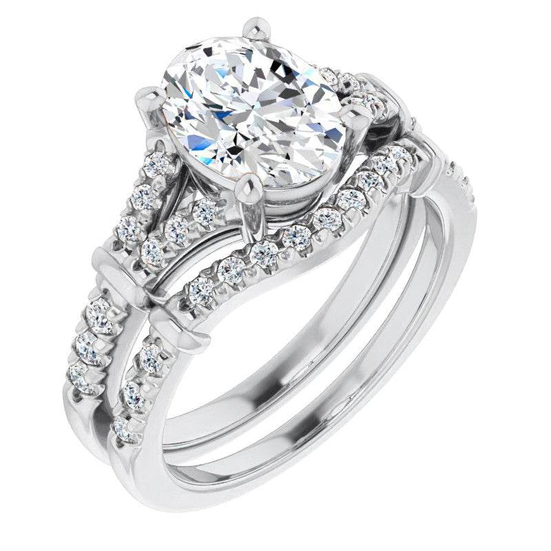 Split Shank Oval Moissanite Engagement Ring