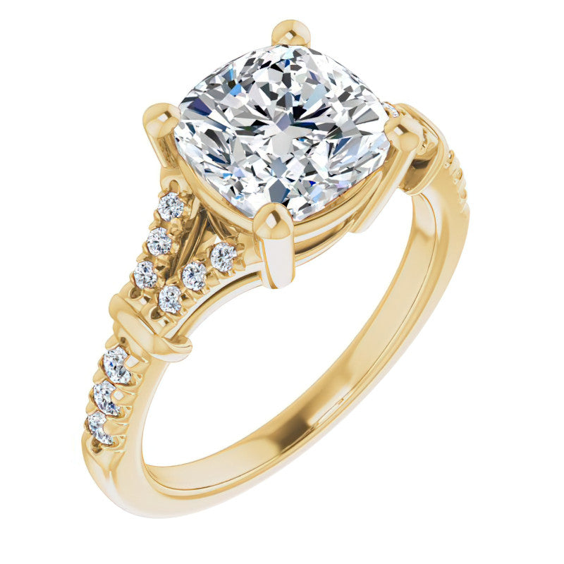 Split Shank Cushion Moissanite Engagement Ring