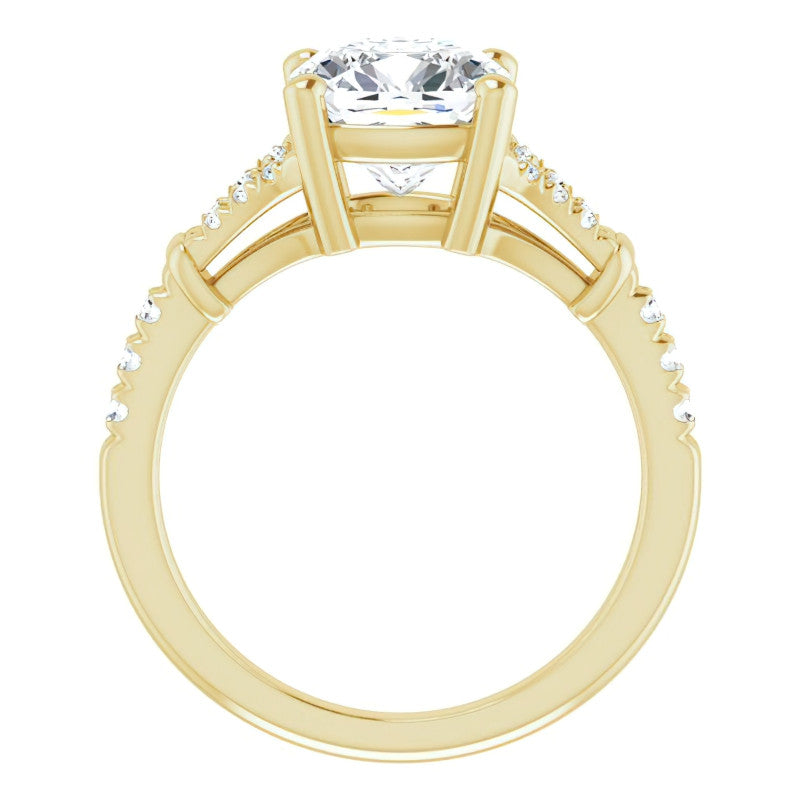 Split Shank Cushion Moissanite Engagement Ring