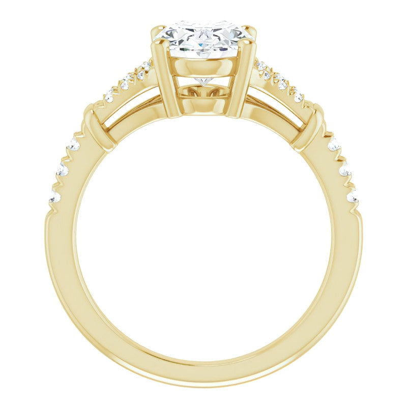 Split Shank Oval Moissanite Engagement Ring