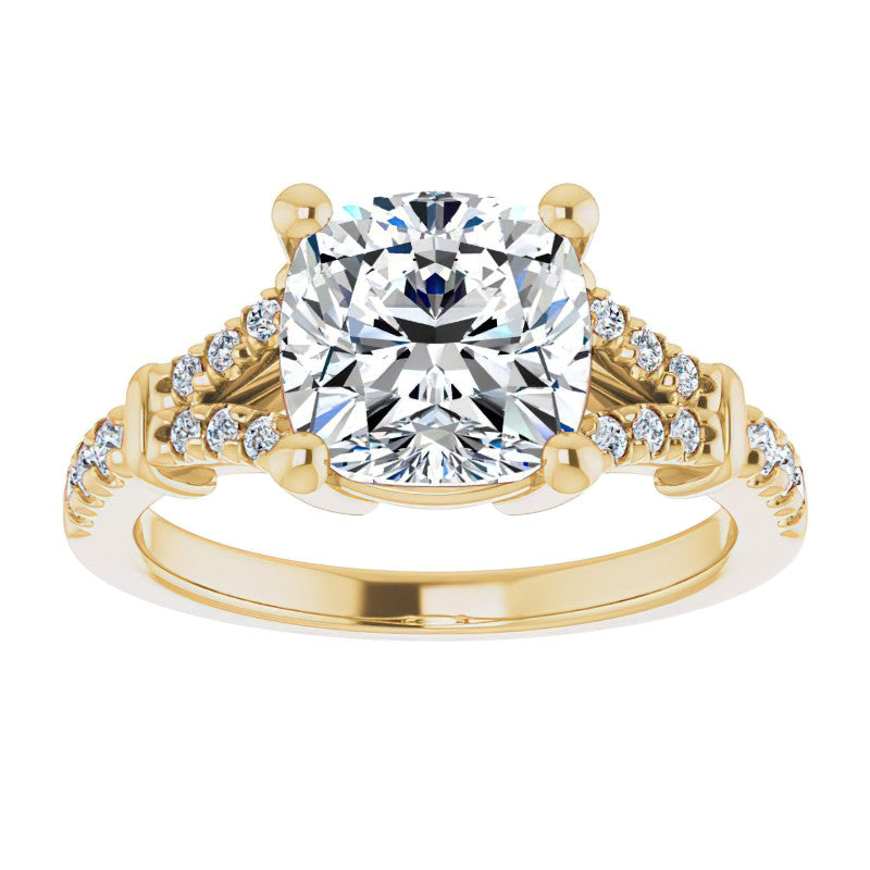 Split Shank Cushion Moissanite Engagement Ring