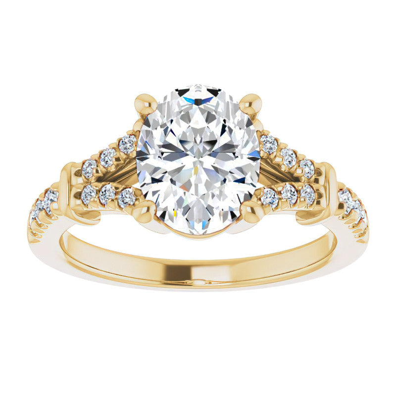 Split Shank Oval Moissanite Engagement Ring