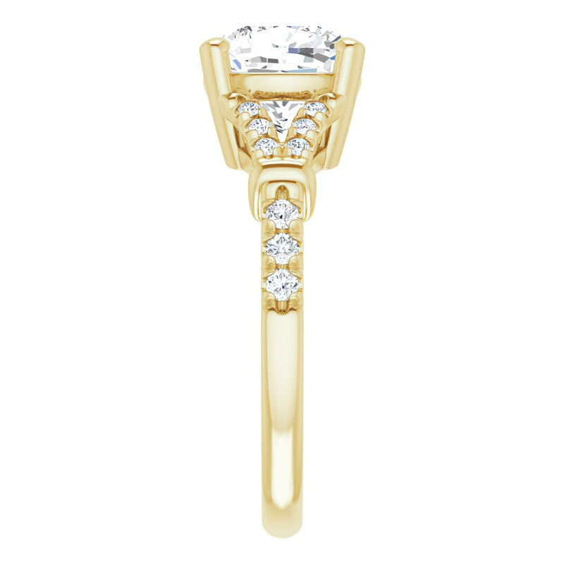 Split Shank Cushion Moissanite Engagement Ring