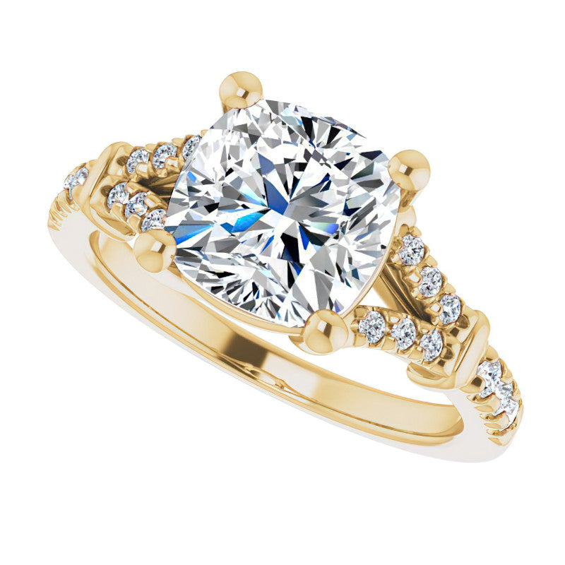 Split Shank Cushion Moissanite Engagement Ring
